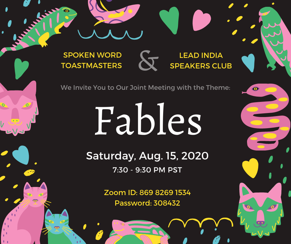 Fables - A Spoken Word + Lead India Joint Meeting - Aug. 15, 2020