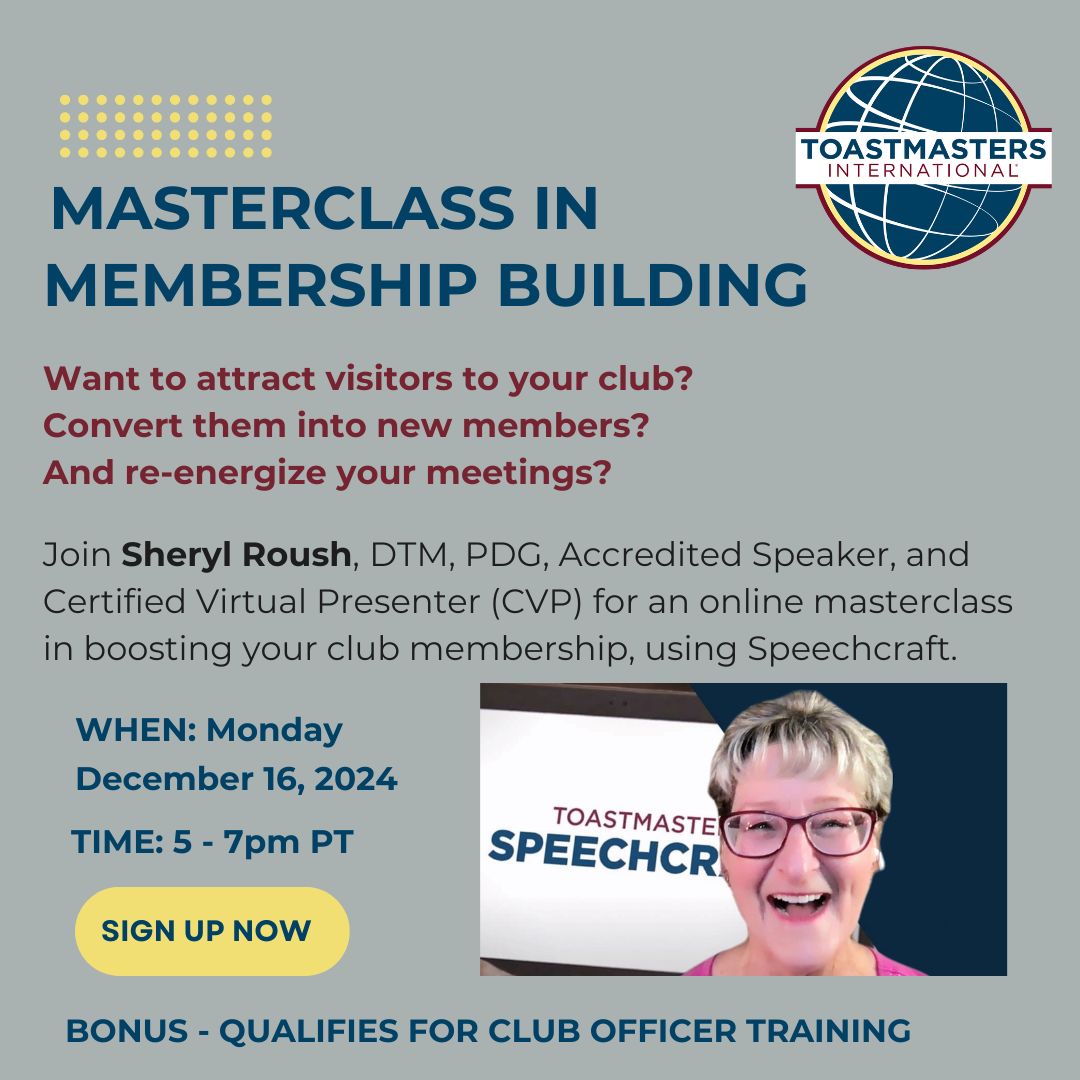 Masterclass in Membership Building with Speechcraft/COT