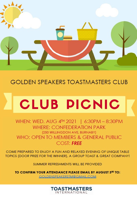 The Golden Speakers Toastmasters Picnic!