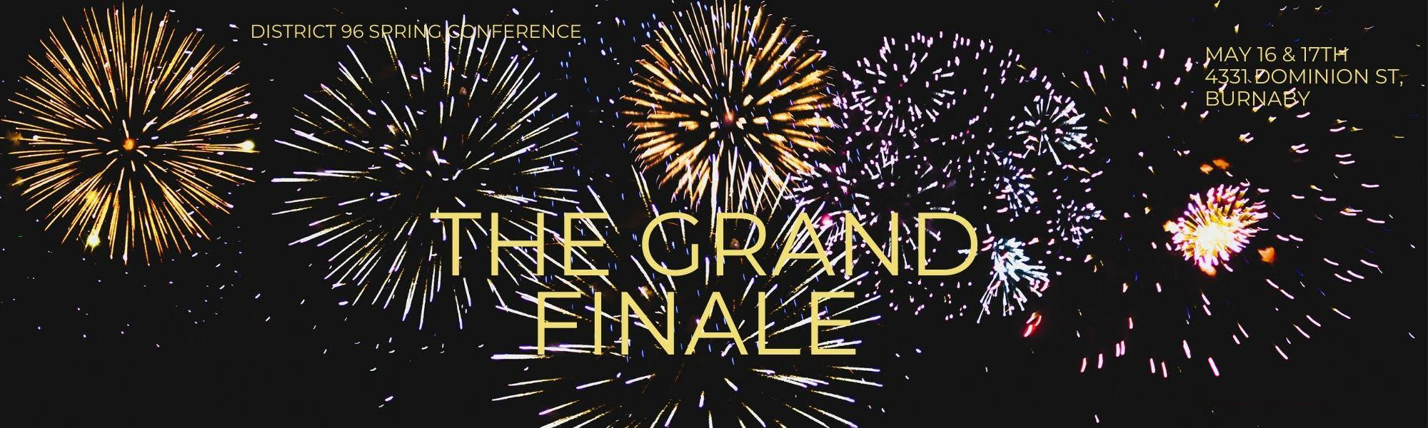 Conference theme "Grand Finale" over the image of a field full of green grass.