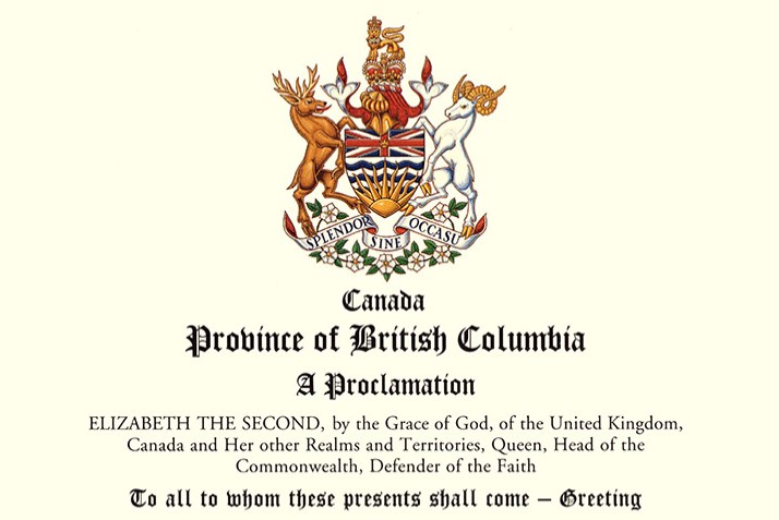 The Queen Declares February 2019 "Toastmasters Month" in BC