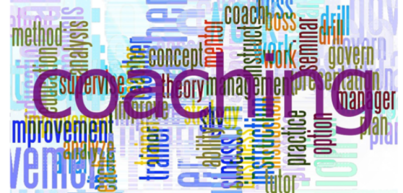 A word cloud of words associated with coaching.