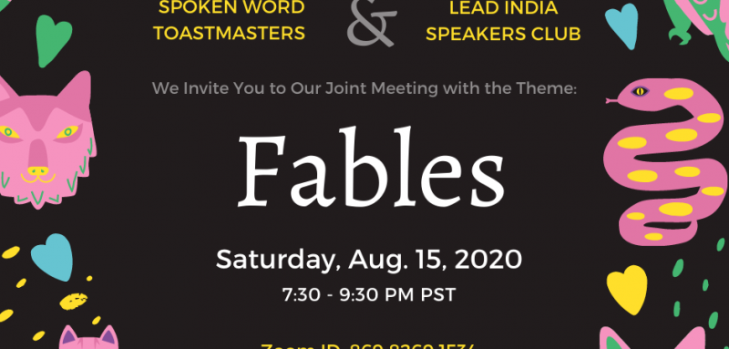 Fables - A Spoken Word + Lead India Joint Meeting - Aug. 15, 2020