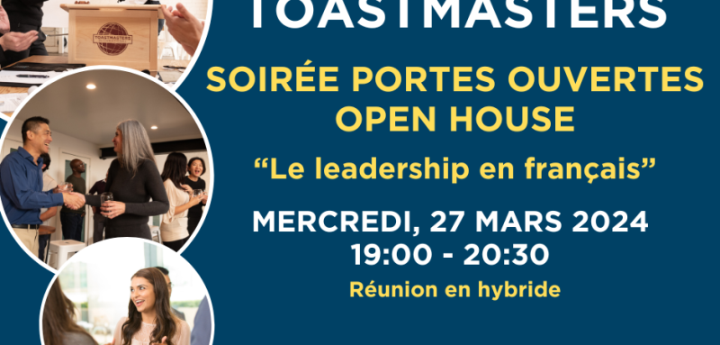 Franco Fun Toastmasters Open House March 27, 2024, 7:00 to 8:30 PM in person and online