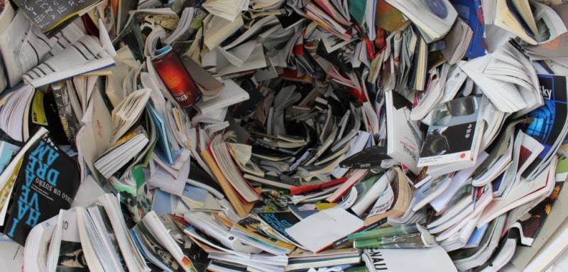 Clutter in a whirl of paper, mail and books