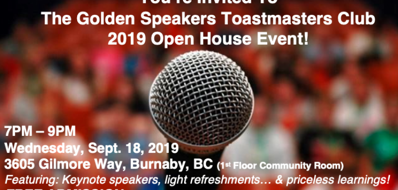 Golden Speakers 2019 Open House Event