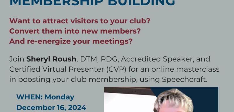 Masterclass in Membership Building with Speechcraft/COT