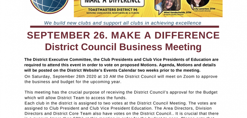 District Council Business Meeting